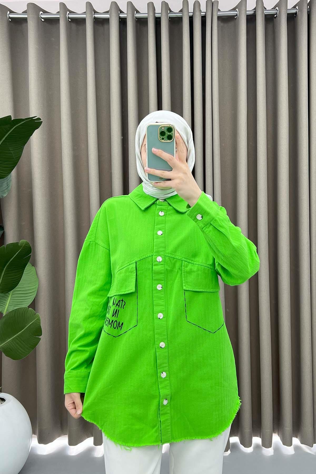 Pocket Printed Shirt Green