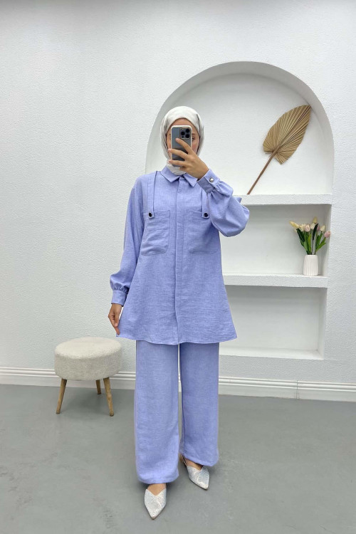 Pocket Detailed Shirt Set Lilac