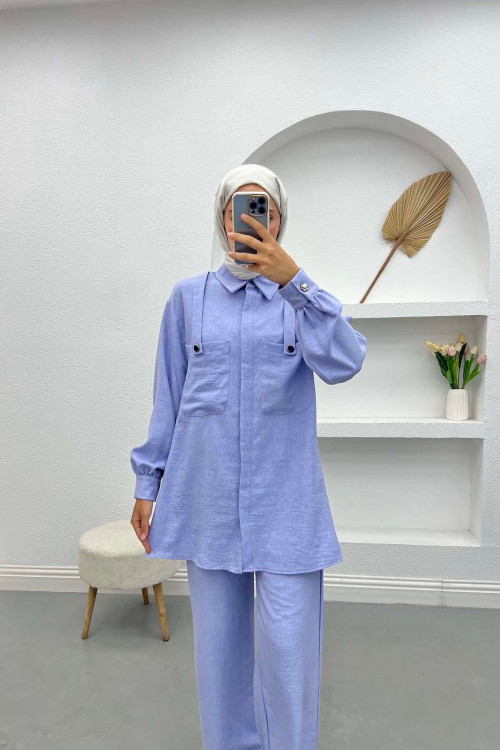 Pocket Detailed Shirt Set Lilac