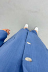 Linen Blazer Jacket with Pocket Detail Indigo