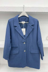 Linen Blazer Jacket with Pocket Detail Indigo