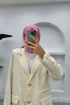 Linen Blazer Jacket with Pocket Detail Cream