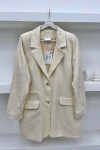 Linen Blazer Jacket with Pocket Detail Cream