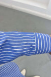 Pocket Stone Striped Shirt Blue