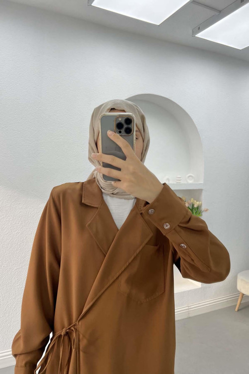 Pocket Tie Jacket Brown