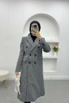 Striped Coat with Pockets Black