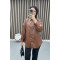 Leather Shirt with Pocket Brown