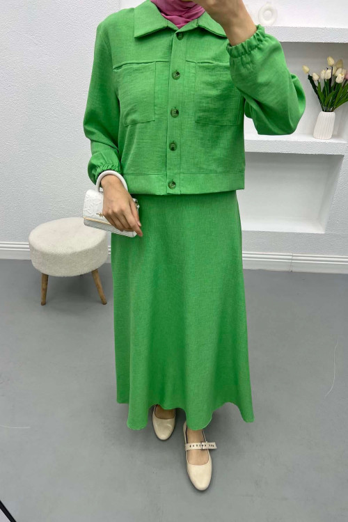 Pocket Skirt Set Green