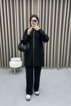 Pocketed Corduroy Suit Black