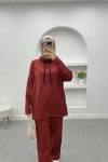 Pocket Hooded Suit Claret Red