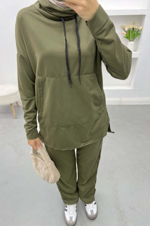 Pocket Hooded Suit Khaki