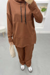 Pocket Hooded Suit Brown