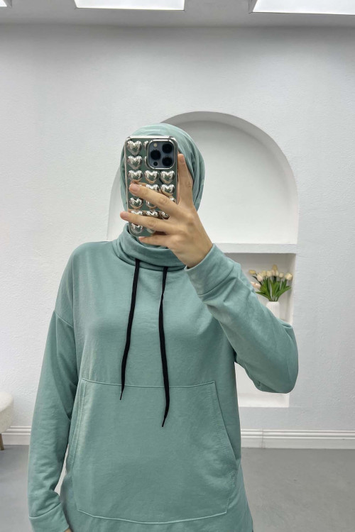 Pocket Hooded Suit Aqua Green