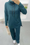 Pocket Hooded Suit Emerald Green