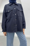 Pocket Cashmere Jacket Navy Blue