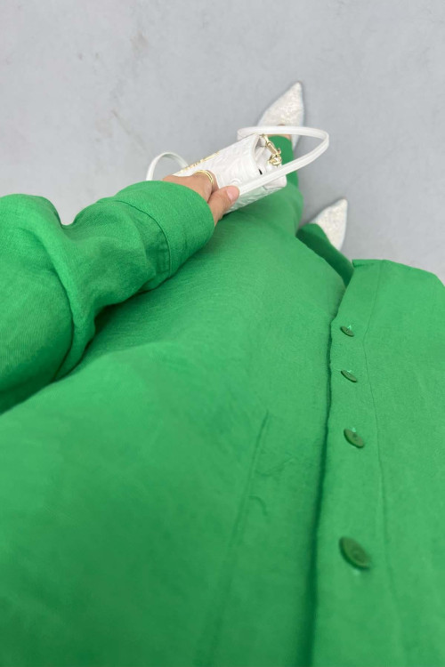 Linen Suit with Pocket Green