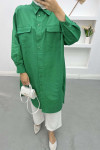 Linen Tunic with Pocket Benetton Green