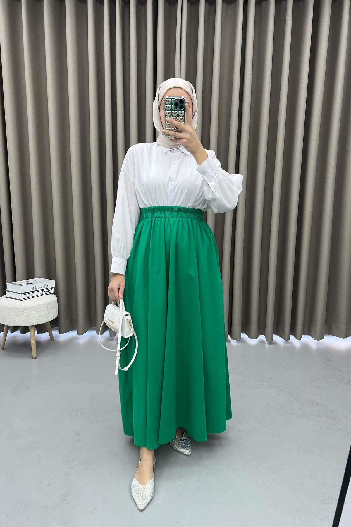 Pocketed Flared Skirt Benetton Green