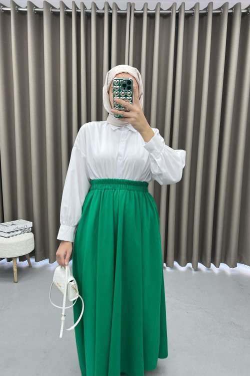 Pocketed Flared Skirt Benetton Green