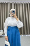 Pocket Flared Skirt Blue