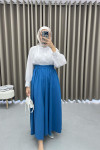 Pocket Flared Skirt Blue