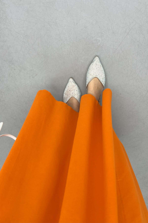 Flared Skirt with Pockets Orange