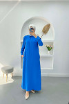 Pocketed Sleeve Stone Dress Blue