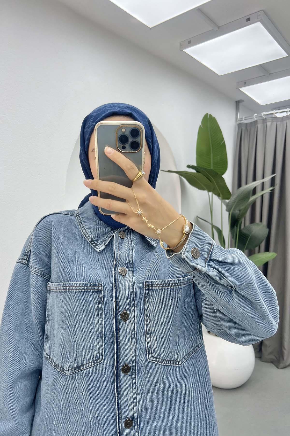 Denim Jacket with Pockets Blue