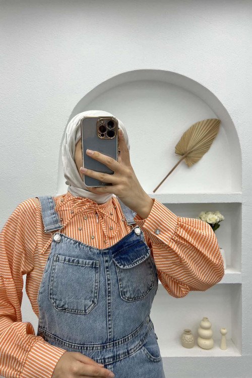 Denim Overalls with Pockets Blue