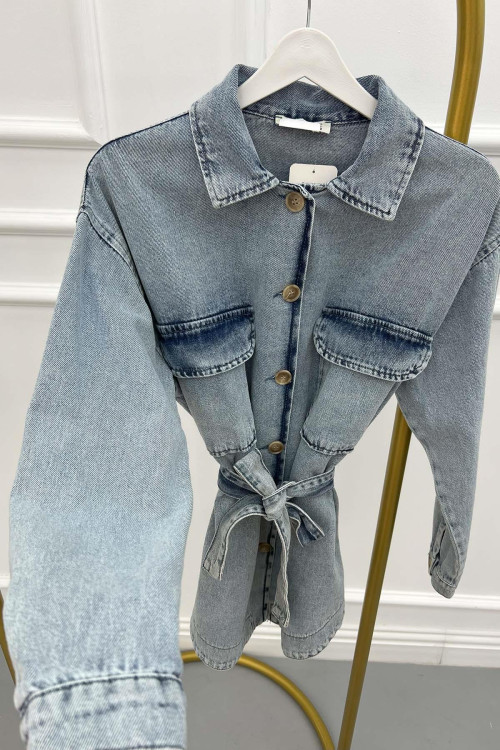 Pocket Denim Suit Light Blue