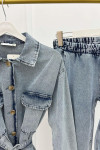 Pocket Denim Suit Light Blue