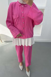 Oversize Linen Suit with Pockets Pink