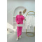 Oversize Linen Suit with Pockets Pink