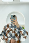 Pocket Gingham Shirt Brown