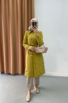 Flower Lined Trench Coat Olive Green