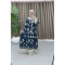 Floral Patterned Buttoned Viscose Dress Navy Blue