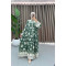 Floral Patterned Buttoned Viscose Dress Green