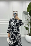 Floral Patterned Dress Black