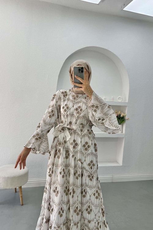 Floral Embroidered Dress Mink