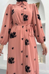 Flower Embroidered Dress Pink