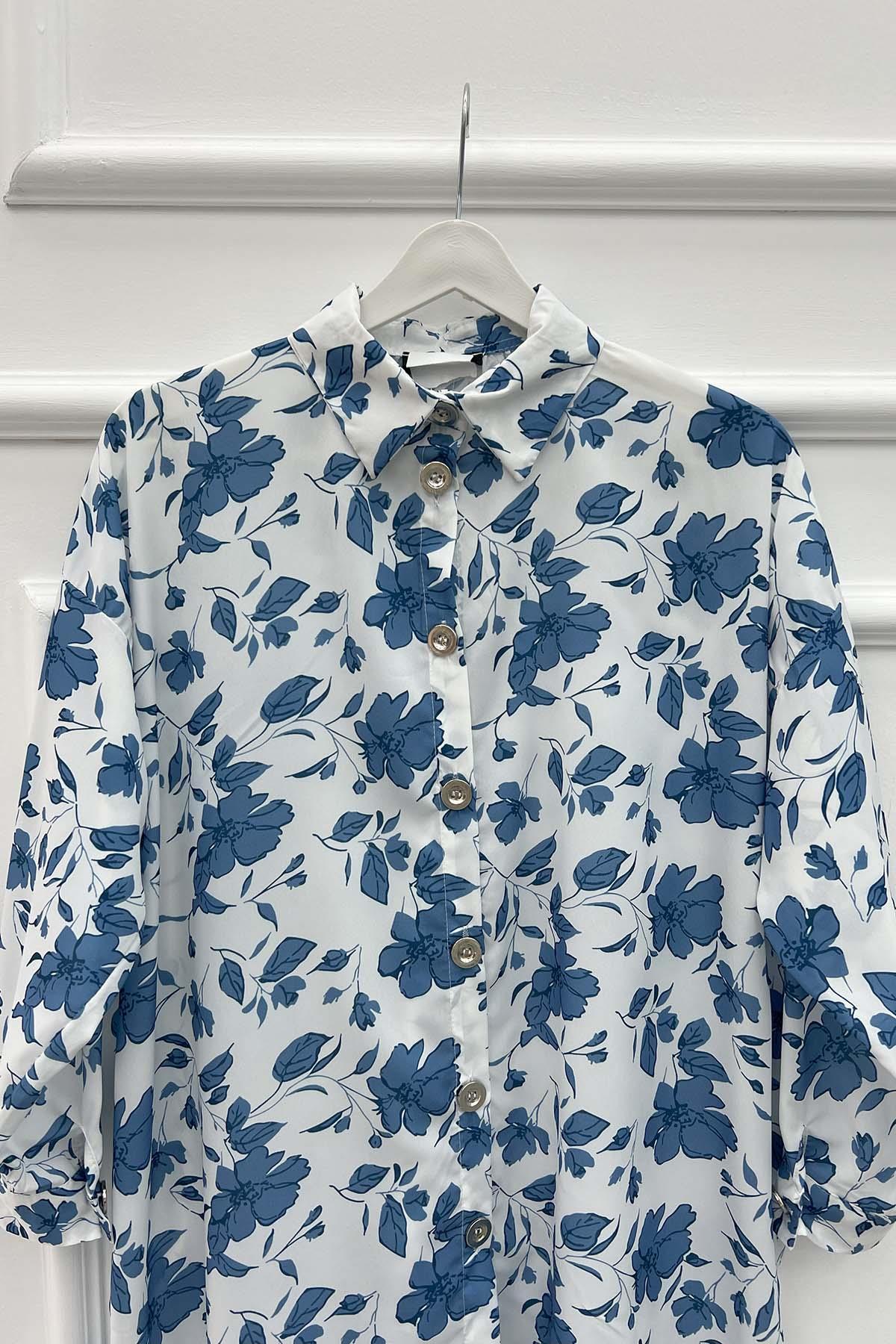 Floral Shirt Navy Blue