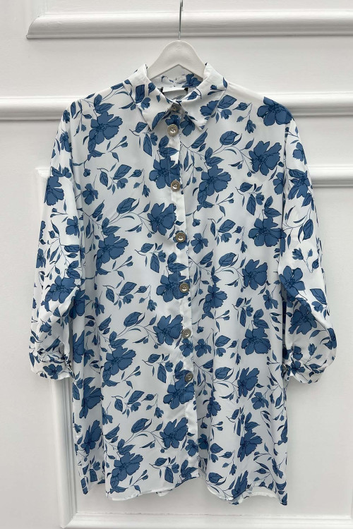 Floral Shirt Navy Blue