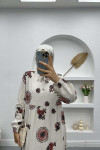 Floral Linen Dress Brown