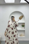 Floral Linen Dress Brown