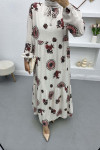 Floral Linen Dress Brown