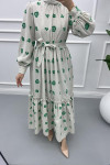 Floral Linen Dress Green