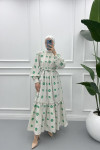 Floral Linen Dress Green