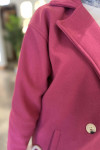 Double Button Short Cashmere Coat Fuchsia