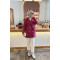 Double Button Short Cashmere Coat Fuchsia