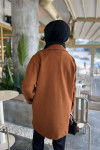 Double Button Short Cashmere Coat Brown